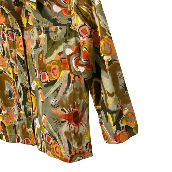 Kaktus Women’s XL Abstract Colorful Jacket  3/4 Sleeve Cotton Blend - Picture 3 of 11